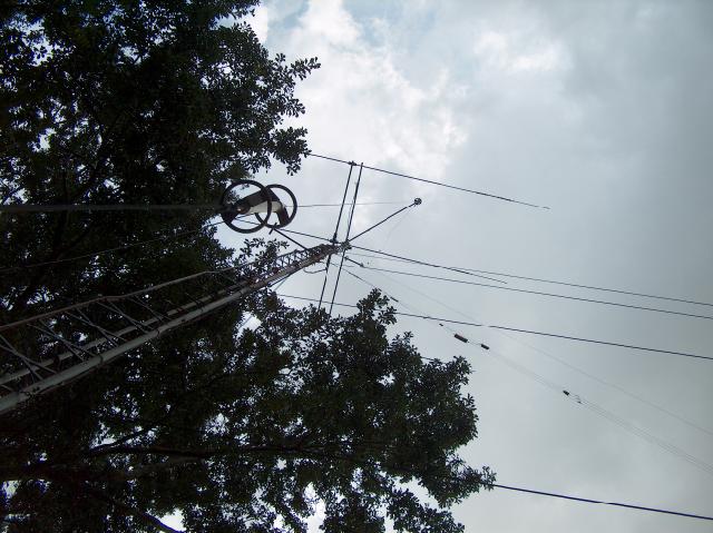 Looking up the rear tower